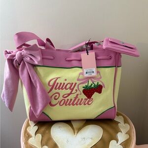 Juicy Couture Yellow Iris Retro Strawberry Tote Bag Purse